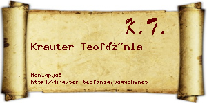 Krauter Teofánia névjegykártya